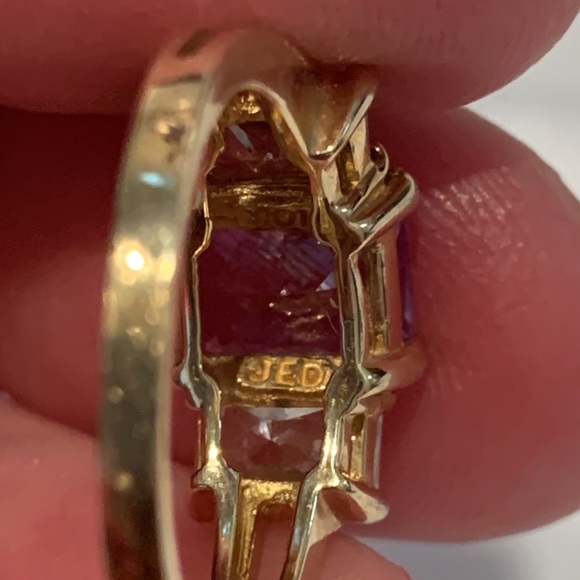 10k Gold CZ and Pink Topaz Ring - Picture 7 of 10